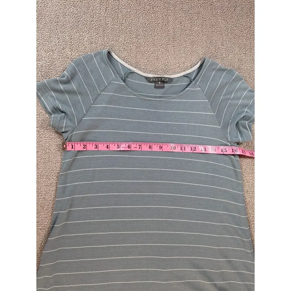 Free Fly Apparel Dockside Striped T-Shirt Dress Bamboo Casual Leisure Small